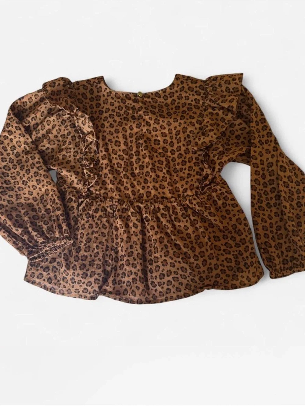 Crewcuts Brown Leopard Print Ruffle Peplum Top